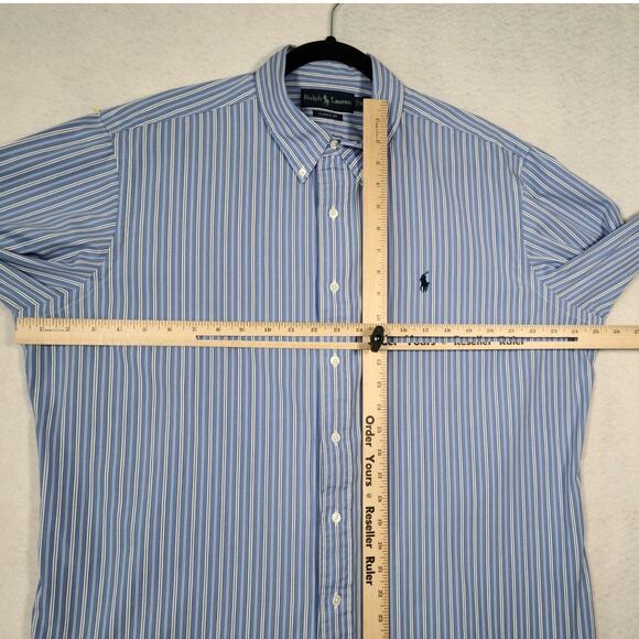 Ralph Lauren Men's Button Front Long Sleeve Shirt Blue & White Stripes Size XL - Picture 3 of 8
